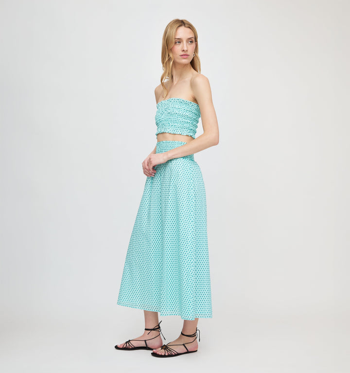 The Delphine Nap Skirt - Teal Poppy Half Drop