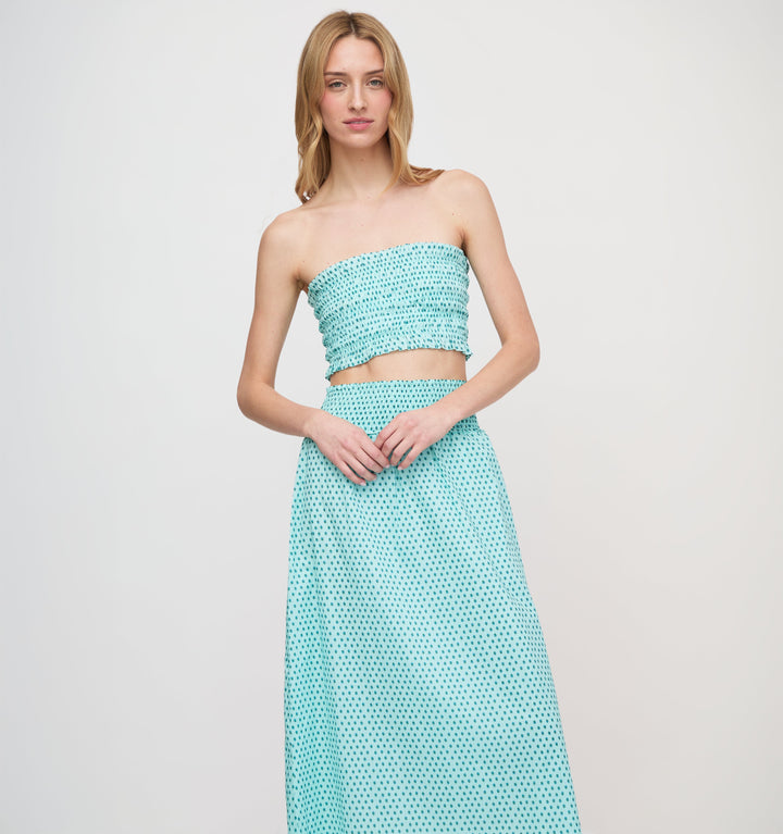 The Delphine Nap Skirt - Teal Poppy Half Drop