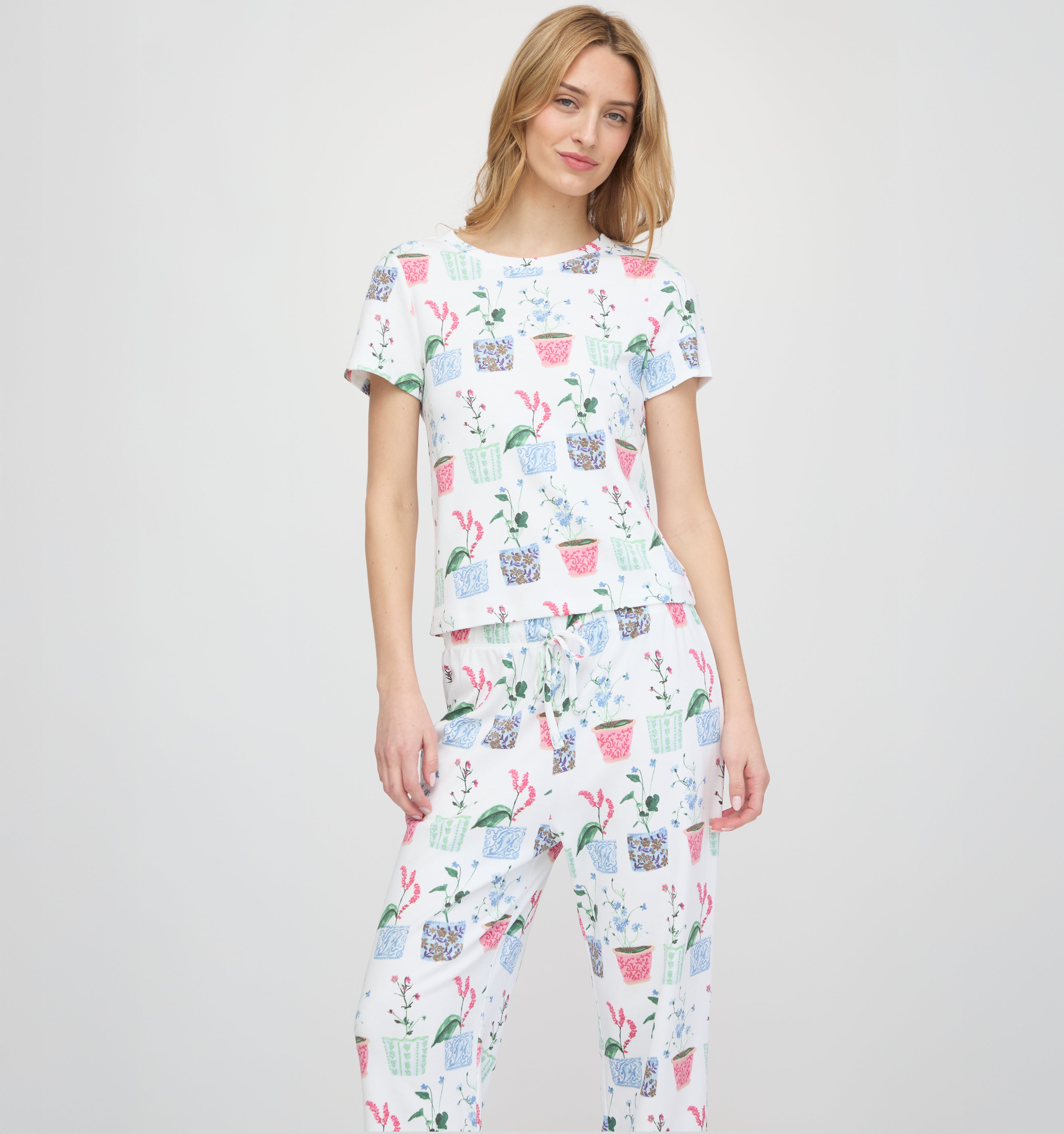The Kelly Pajama Set - Flower Pots