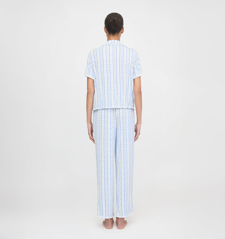 The Marina Pajama Set - Blue Petal Stripe