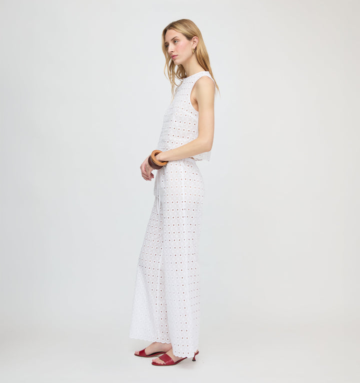 The Giovanna Pant - White Diamond Eyelet