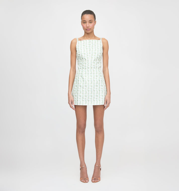 The Hallie Skirt - Brocade Vine Stripe