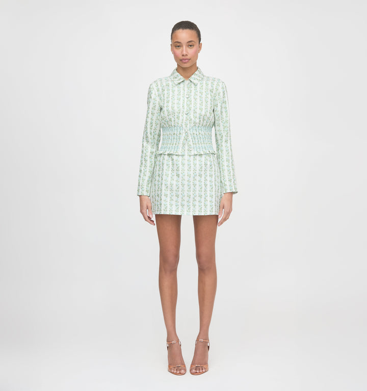 The Hallie Skirt - Brocade Vine Stripe