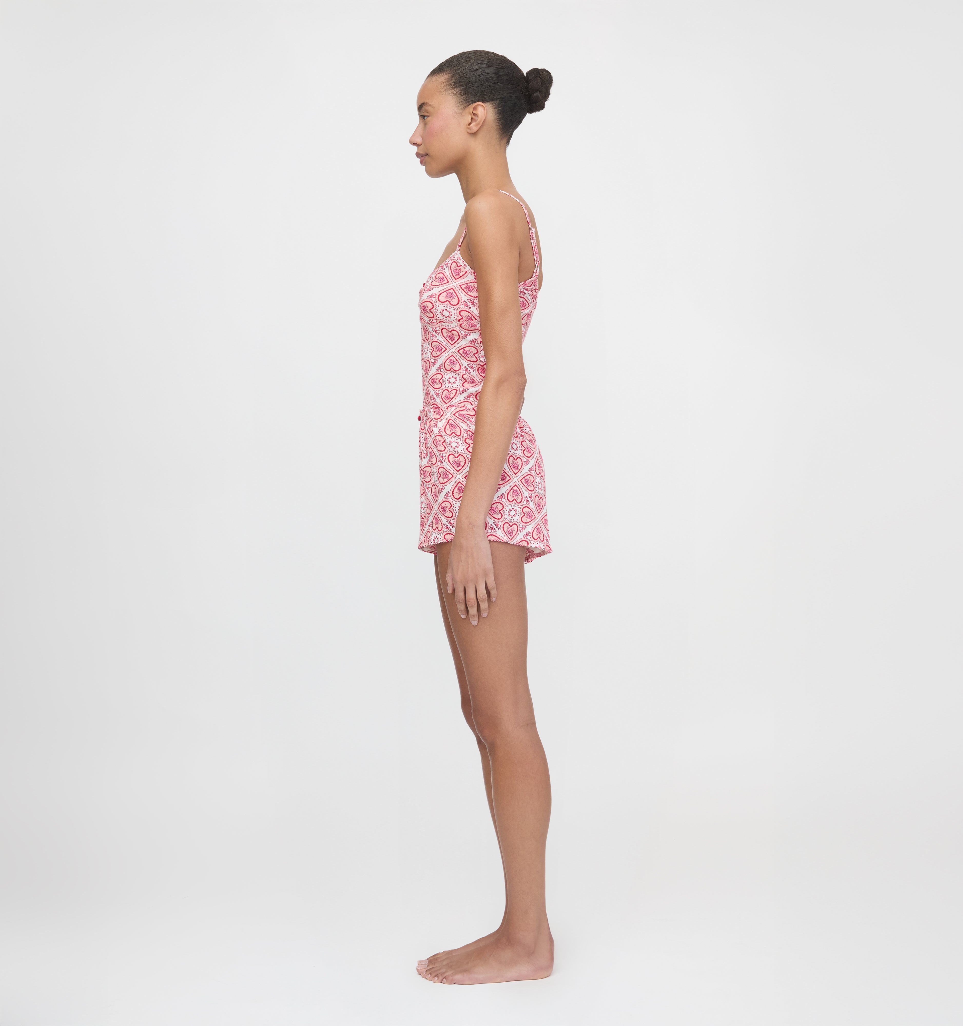 The Sadie Pointelle PJ Set - White Patchwork Doily Heart