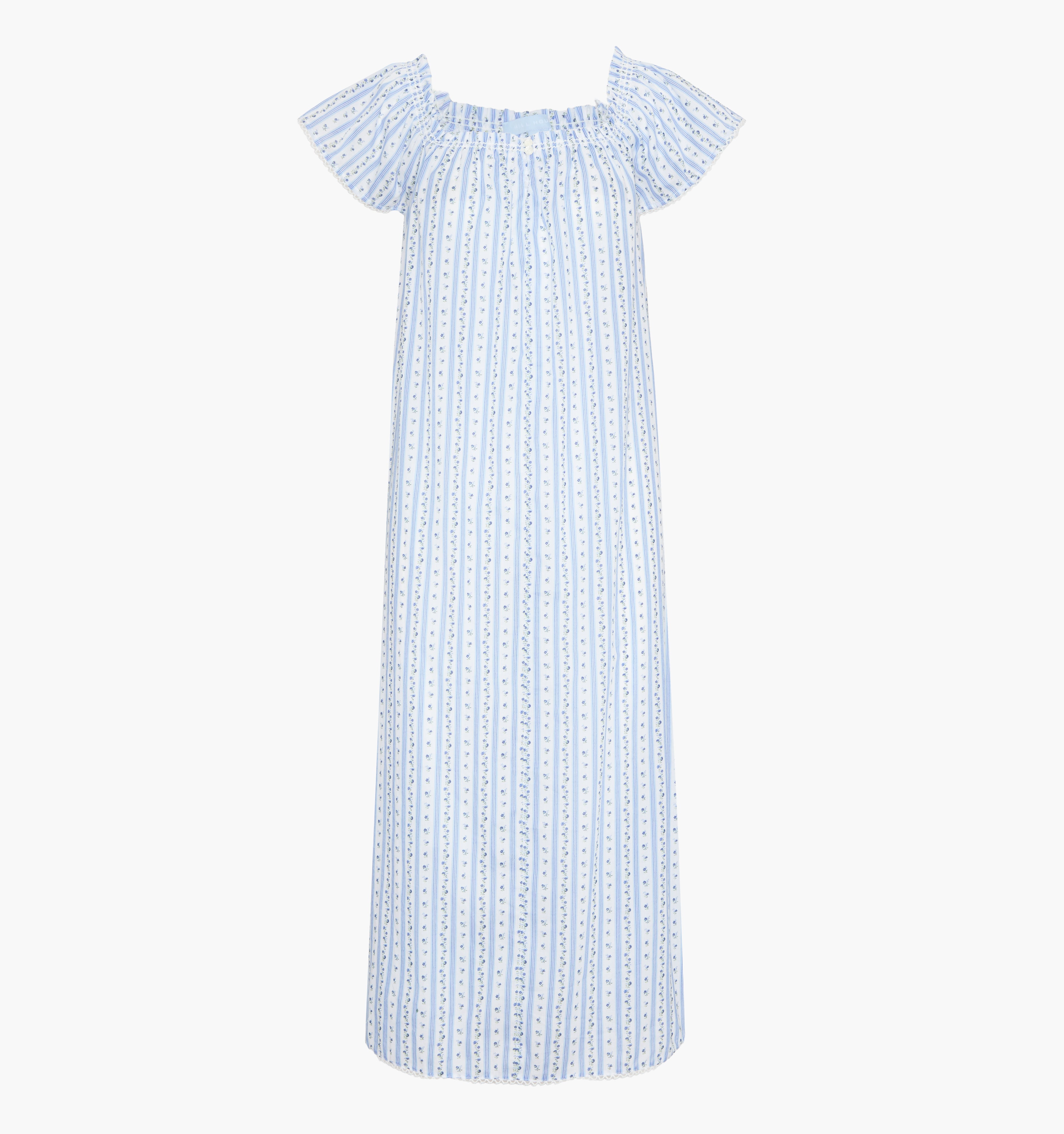The Therese Nightgown - Blue Petal Stripe
