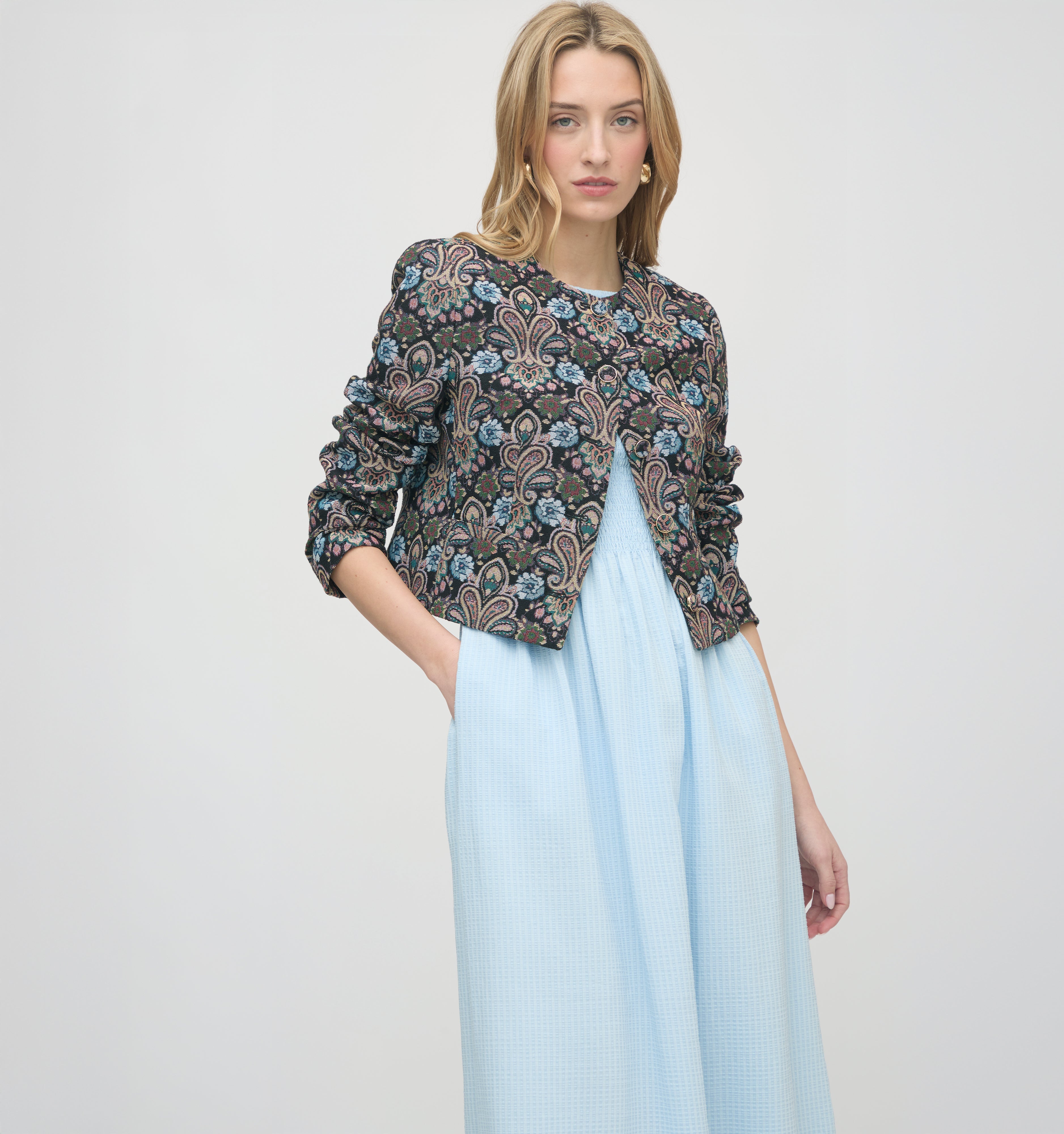 The Virginia Jacket - Black Tapestry Fleur Brocade