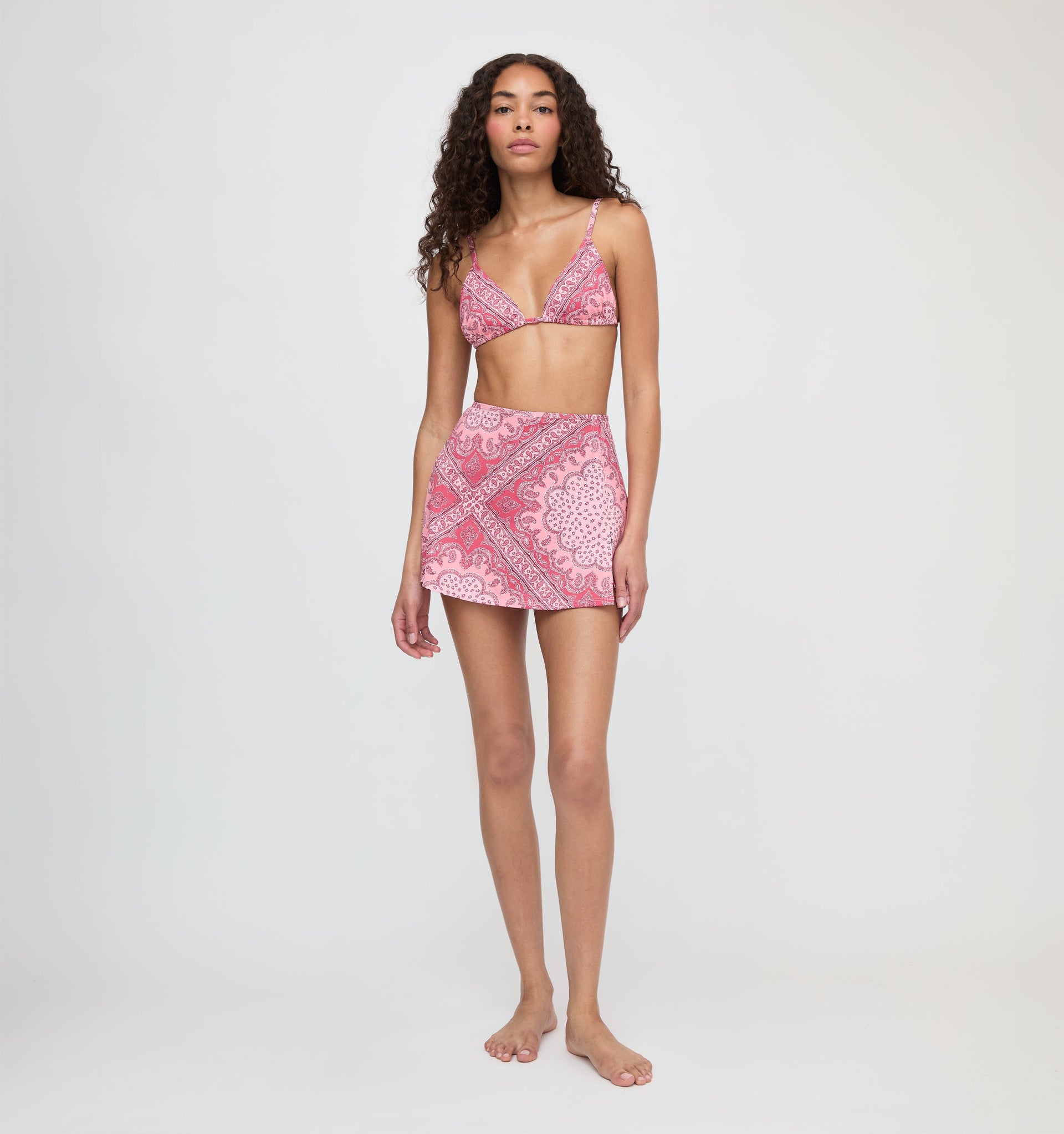 The Zuri Swim Skirt - Berry Paisley Scarf