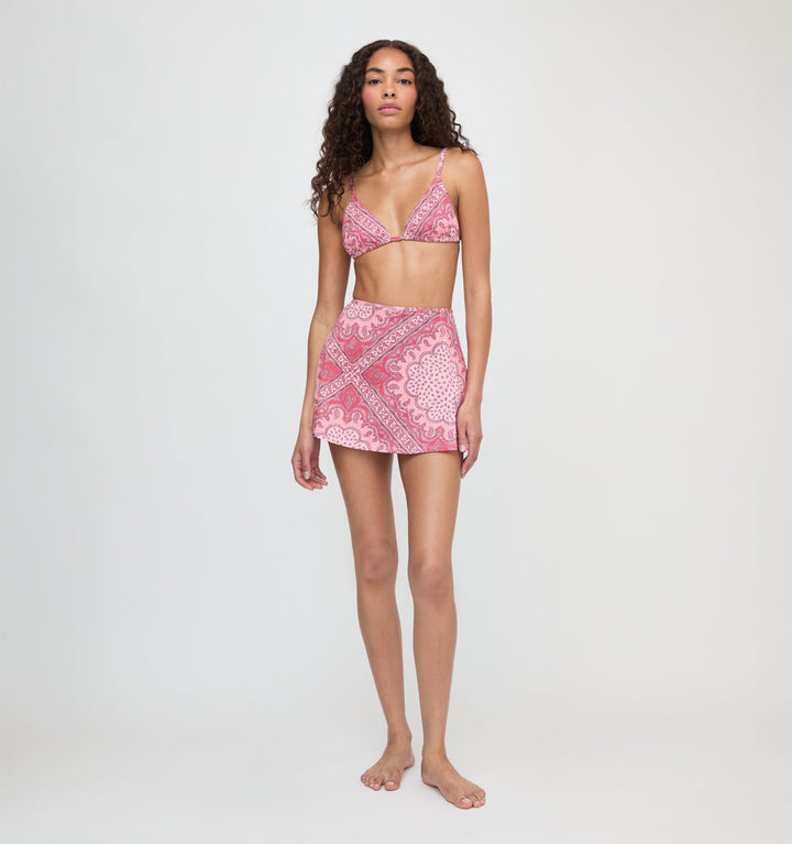 The Zuri Swim Skirt - Berry Paisley Scarf