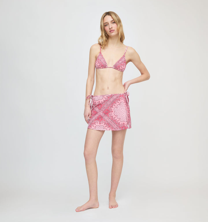 The Zuri Swim Skirt - Berry Paisley Scarf