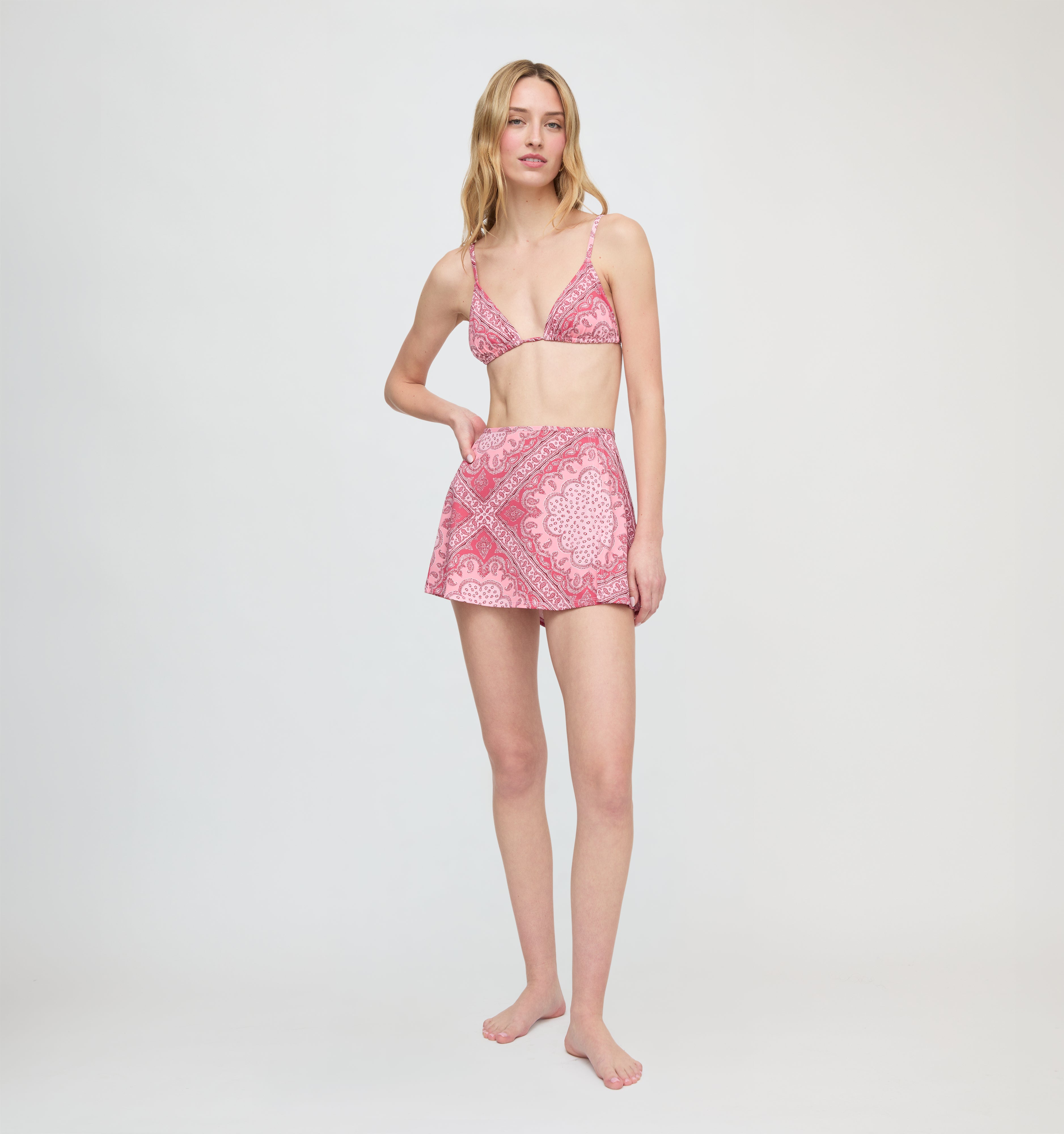 The Zuri Swim Skirt - Berry Paisley Scarf
