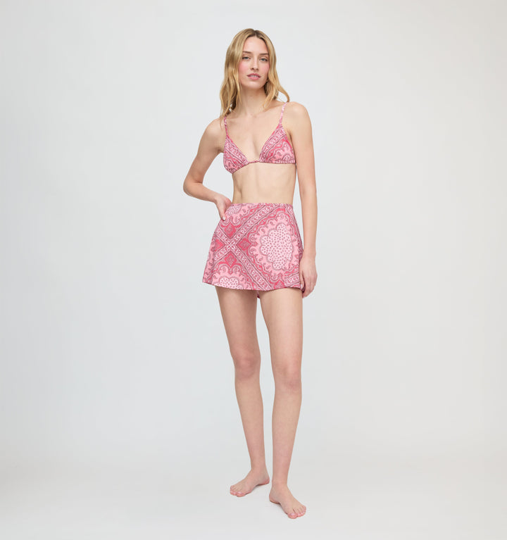 The Zuri Swim Skirt - Berry Paisley Scarf