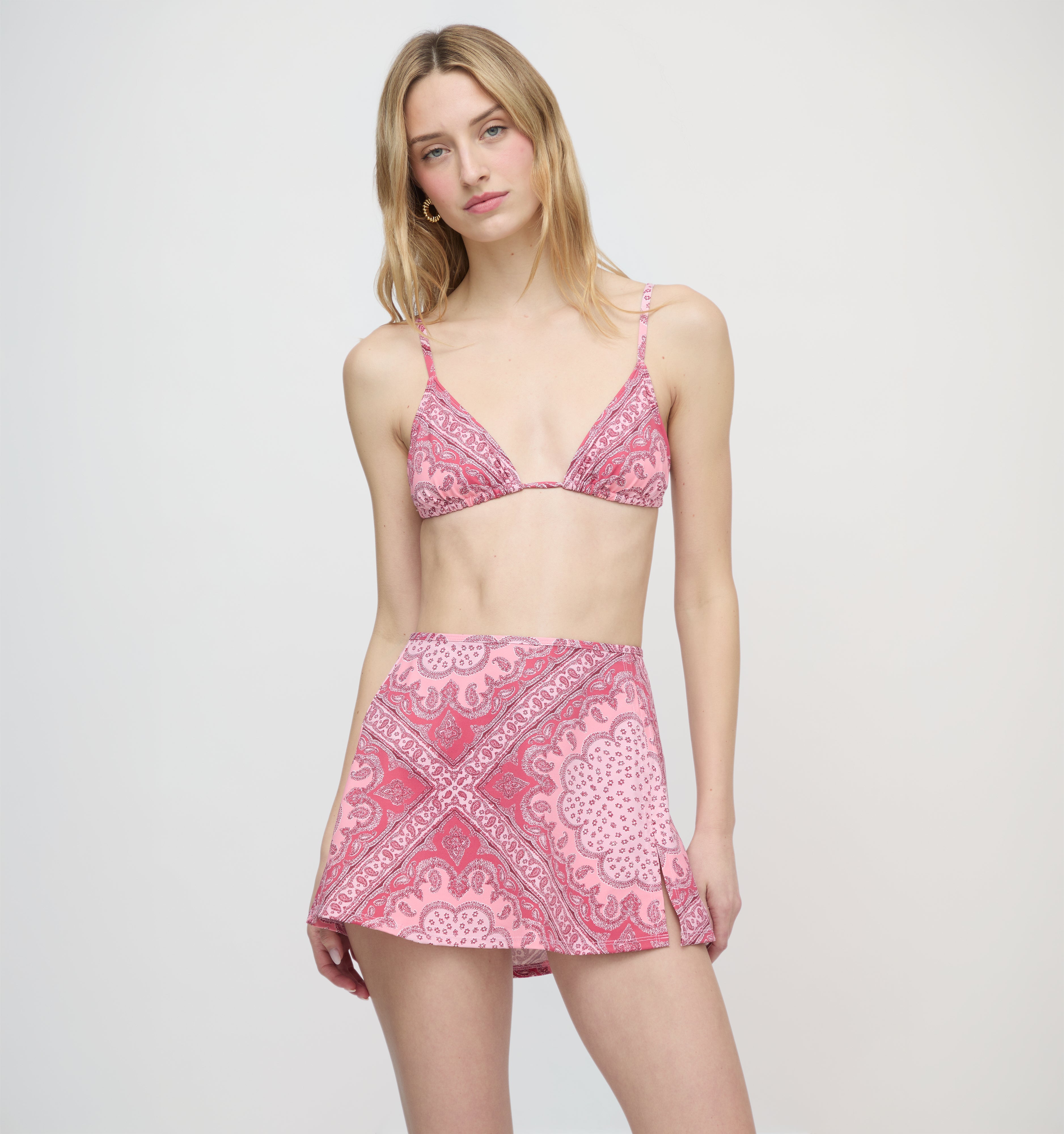 The Zuri Swim Skirt - Berry Paisley Scarf