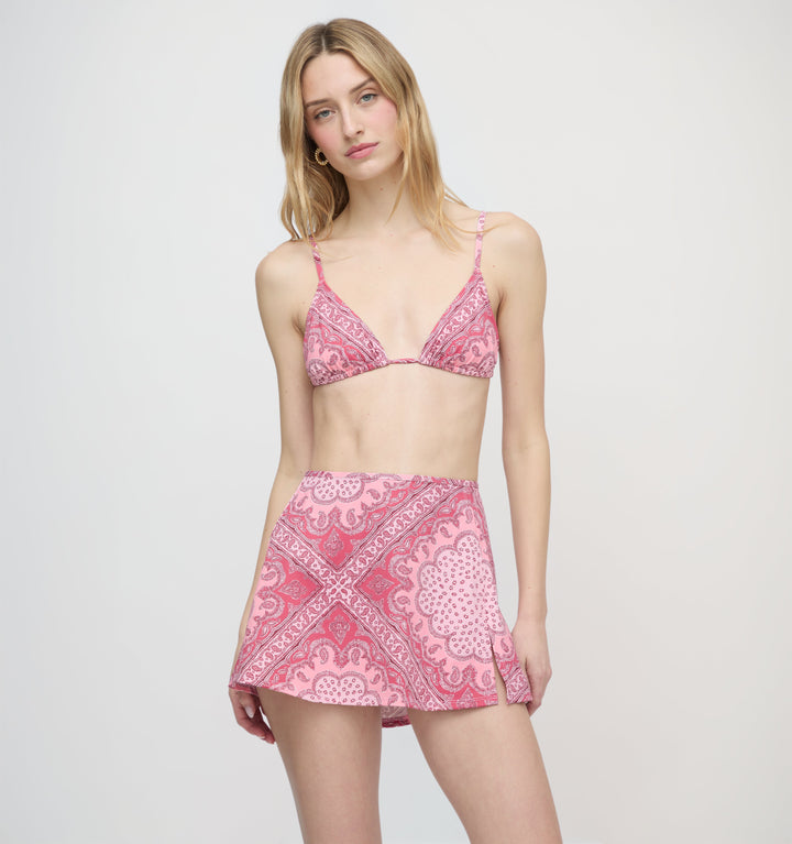The Zuri Swim Skirt - Berry Paisley Scarf