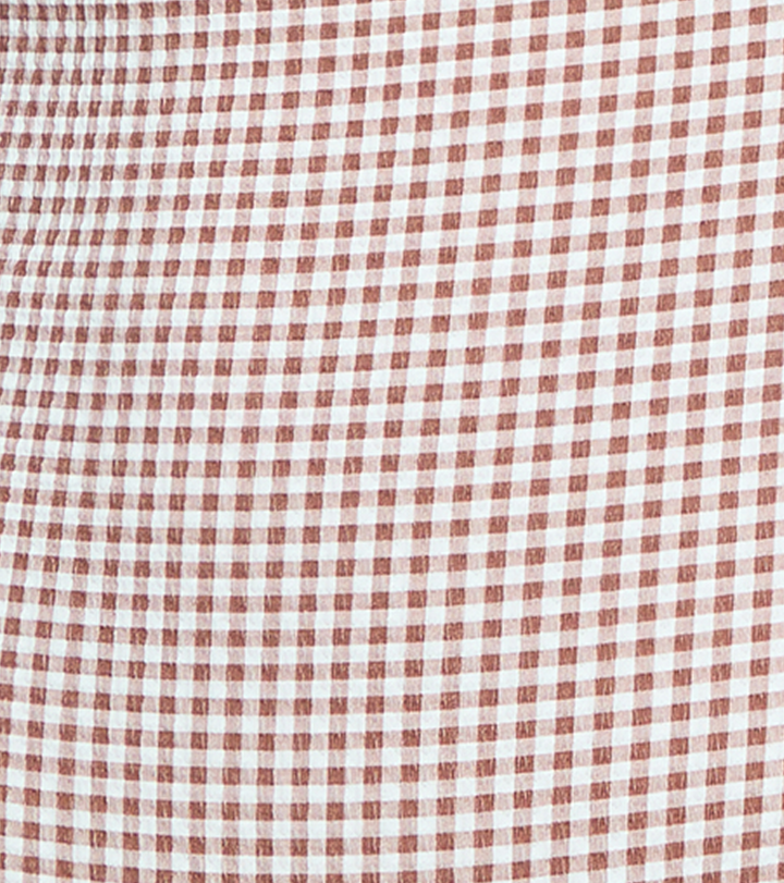 The Zuri Swim Skirt - Cognac Gingham