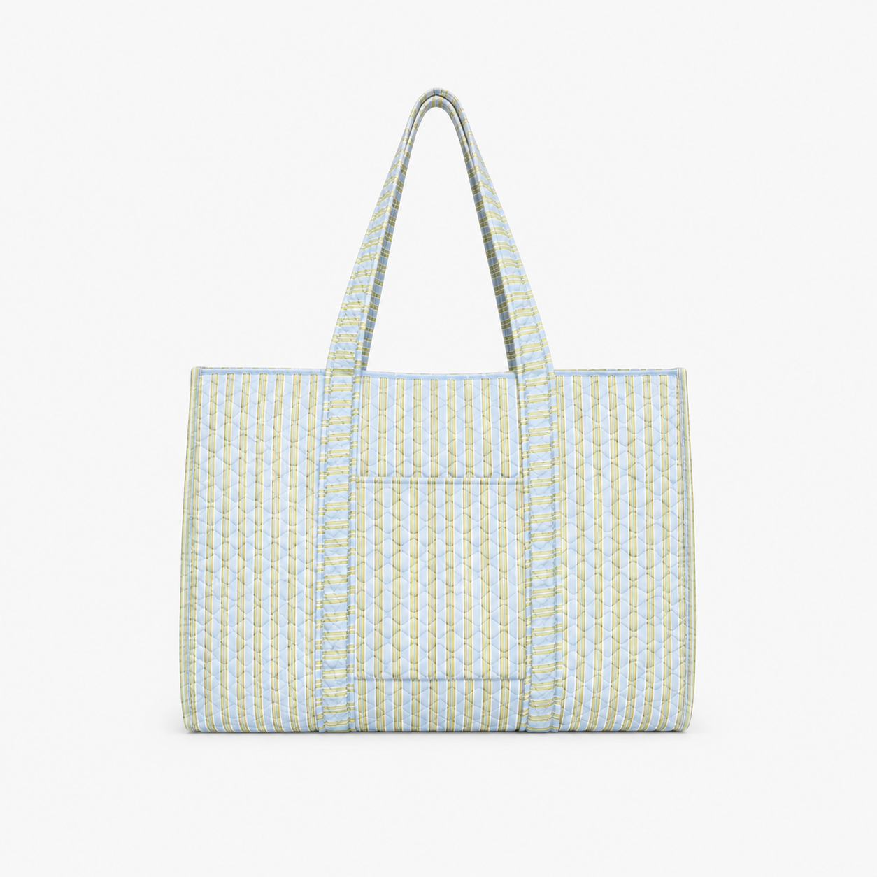 The Quilted Tote Bag - Blue/Green Stripe