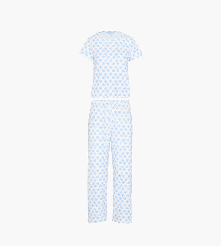 The Kelly Pajama Set - Blue Doily Heart