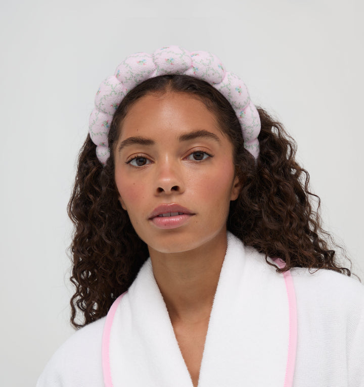 Hill House x Wet Brush Terry Scalloped Headband - Pink Trellis