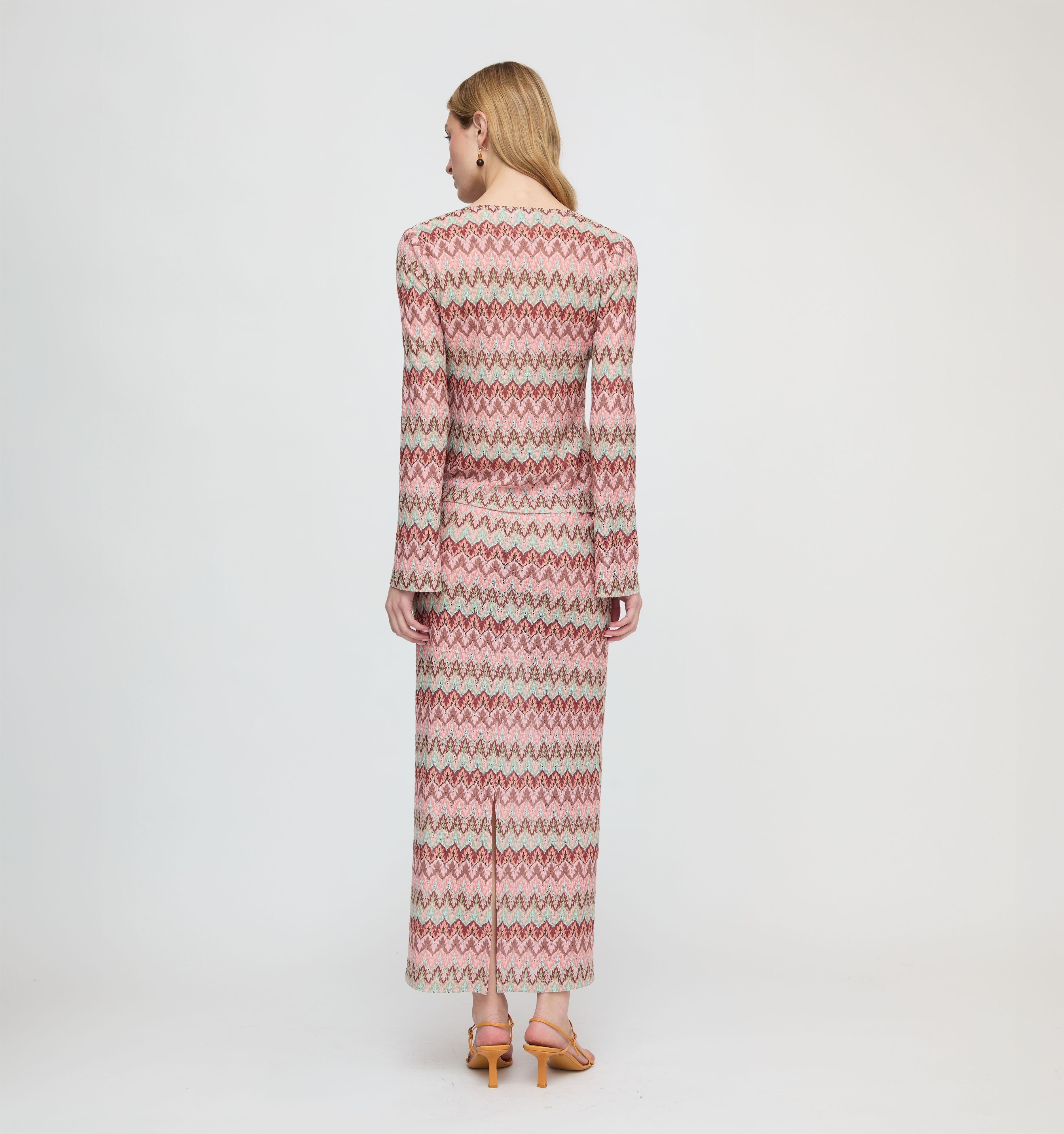 The Zoey Maxi Skirt - Pink Multi Smooth Shimmer Knit