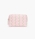 The Mini Quilted Cosmetic Bag - Pink Floral Dot Stripe