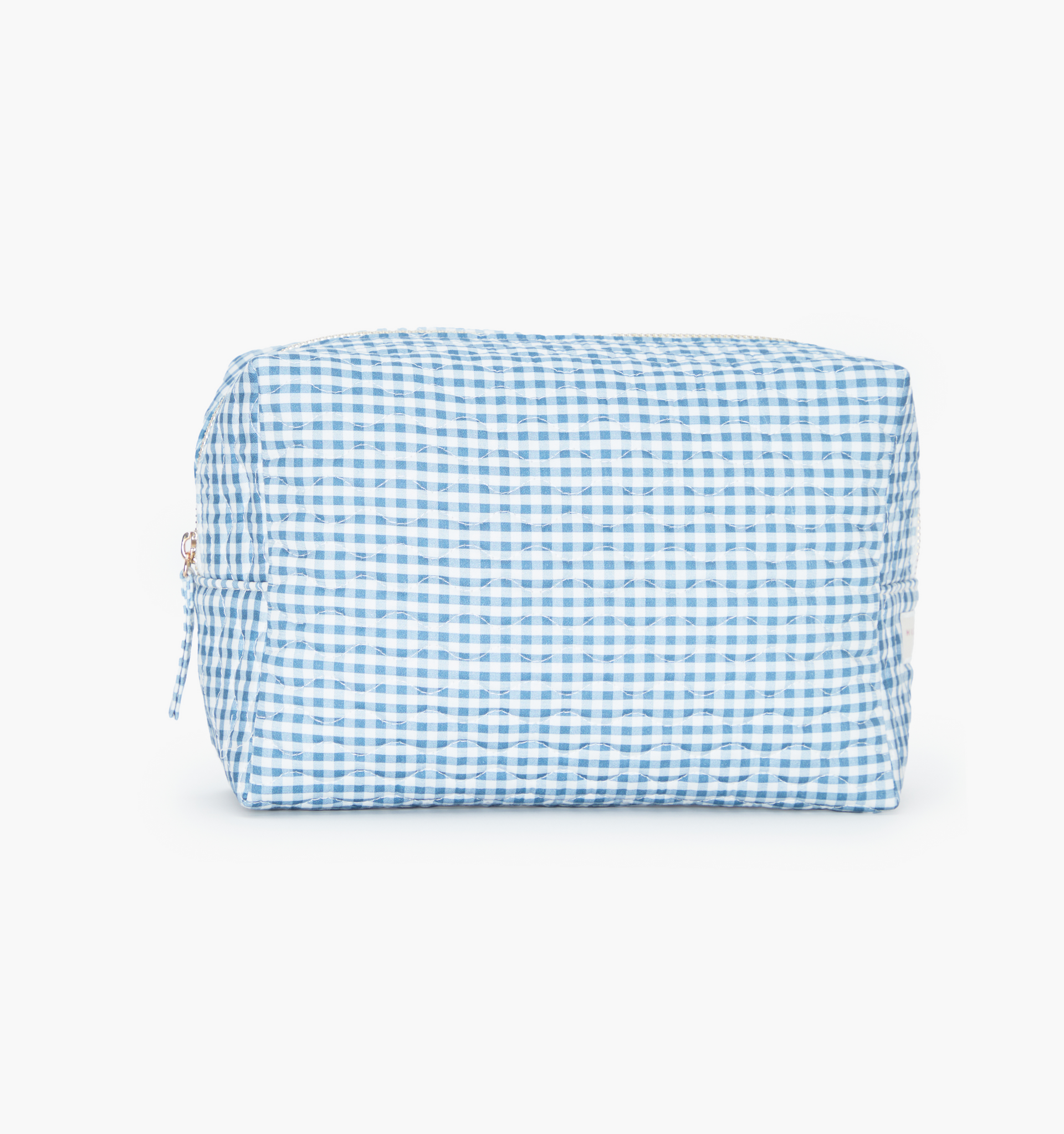The Quilted Cosmetic Bag - Lagoon Gingham