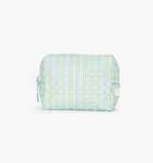 The Mini Quilted Cosmetic Bag - Blue/Green Stripe