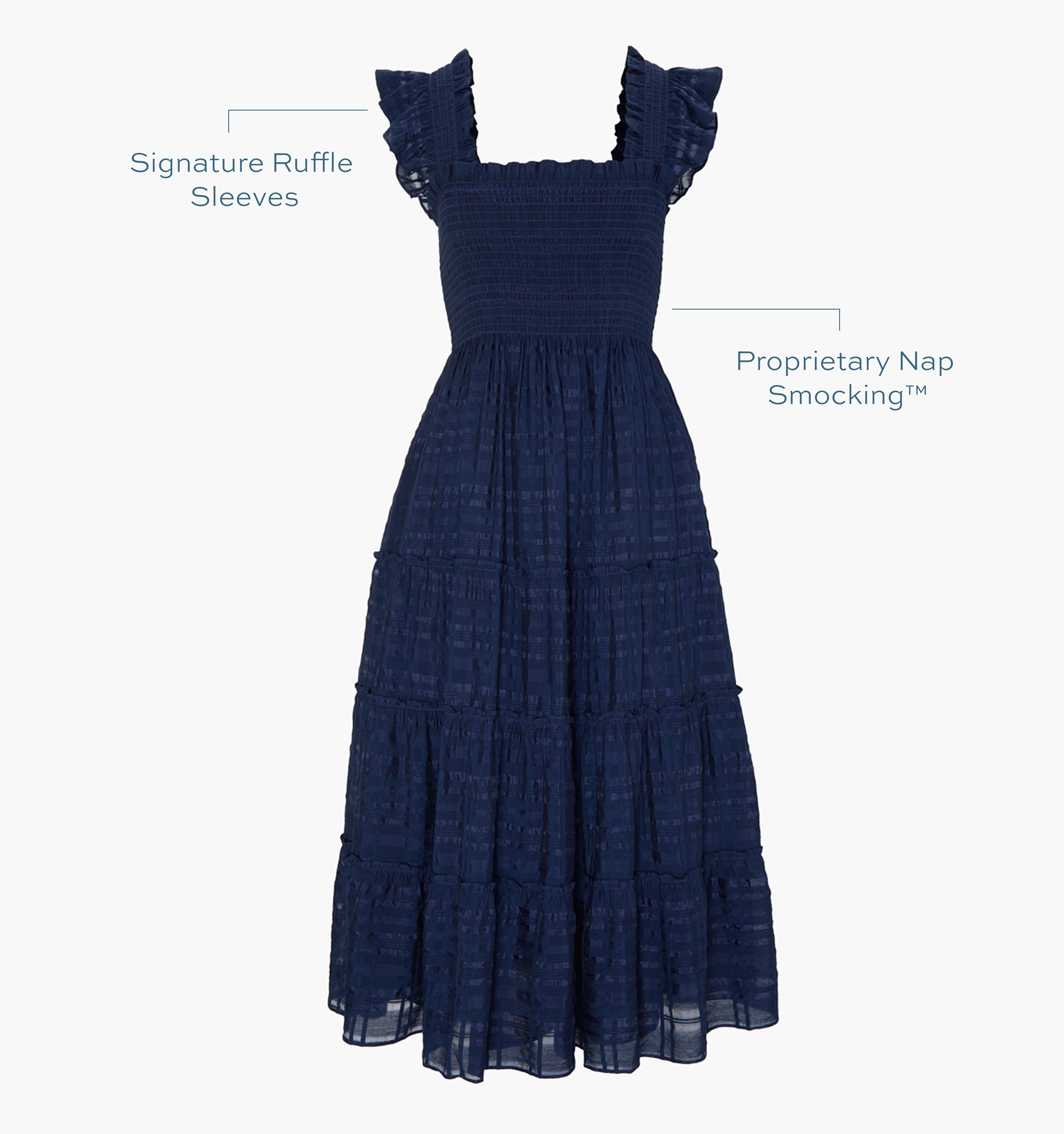 The Ellie Nap Dress - Navy Sheer Plaid