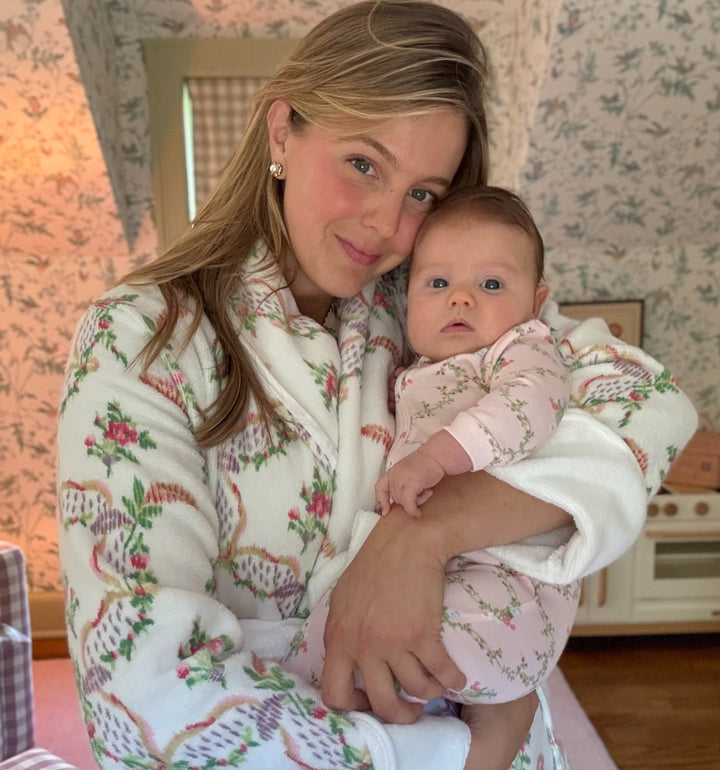 The Hotel Robe - Pink Ribbon Rose Ikat