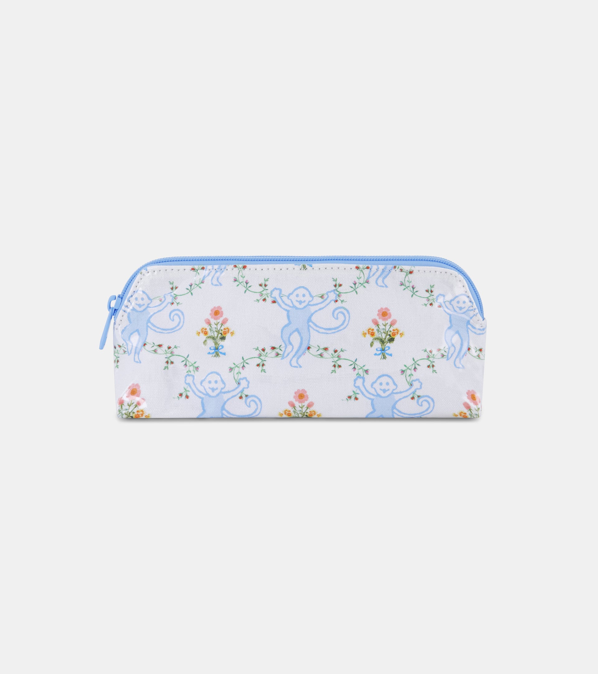Roller Rabbit x Hill House Small Makeup Bag - Blue Floral Monkey Trellis