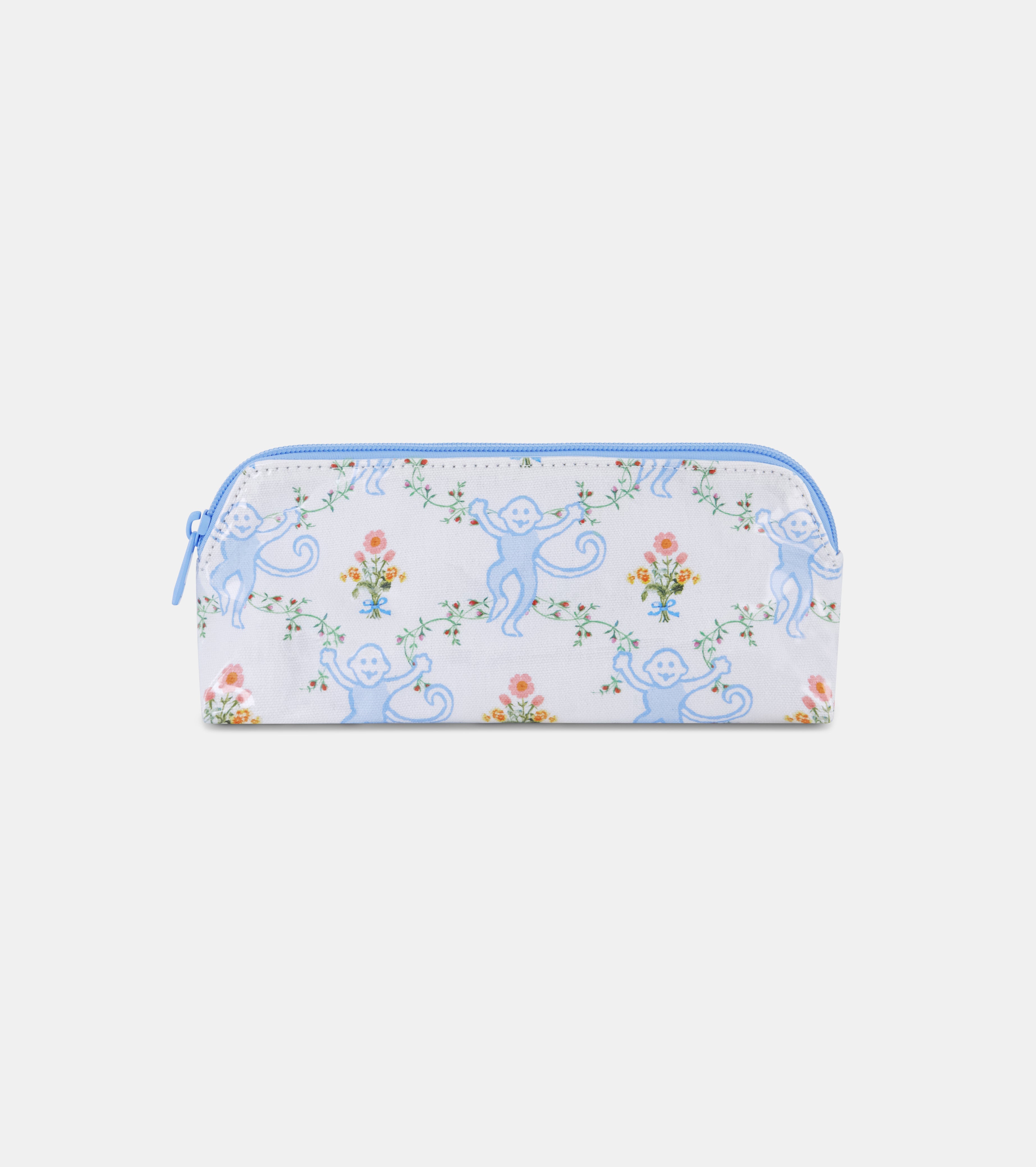 Roller Rabbit x Hill House Small Makeup Bag - Blue Floral Monkey Trellis