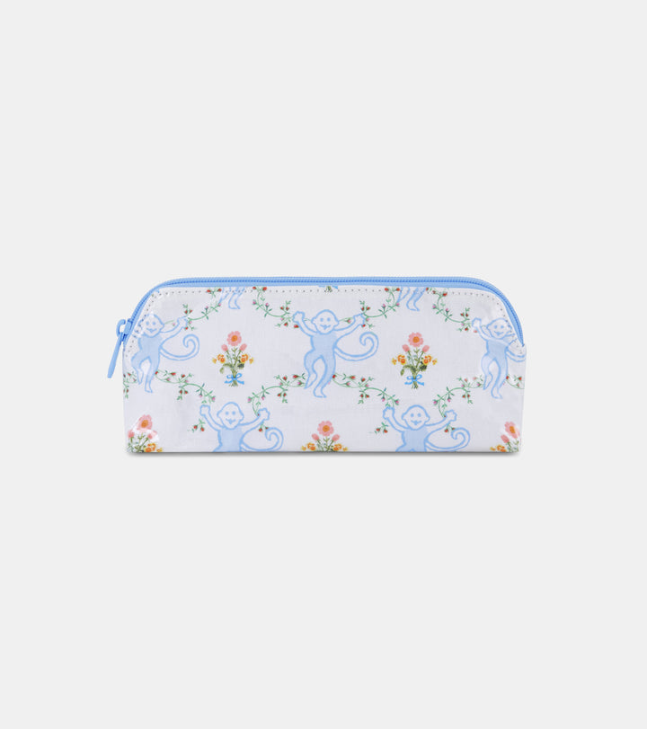 Roller Rabbit x Hill House Small Makeup Bag - Blue Floral Monkey Trellis