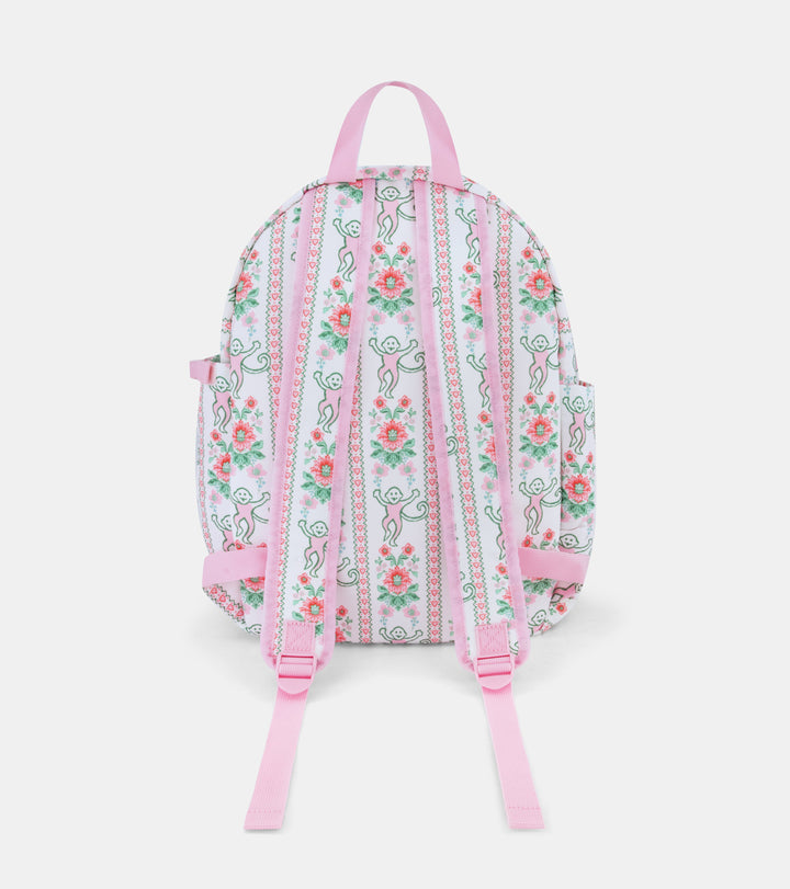 Roller Rabbit x Hill House Backpack - Pink Monkey Block Stripe