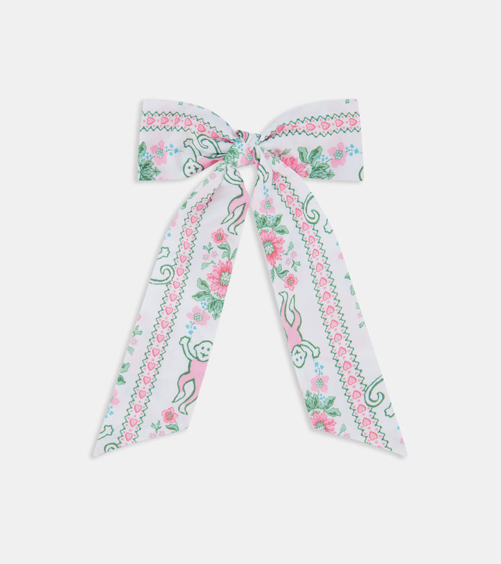 Roller Rabbit x Hill House The Belle Bow - Pink Monkey Block Stripe