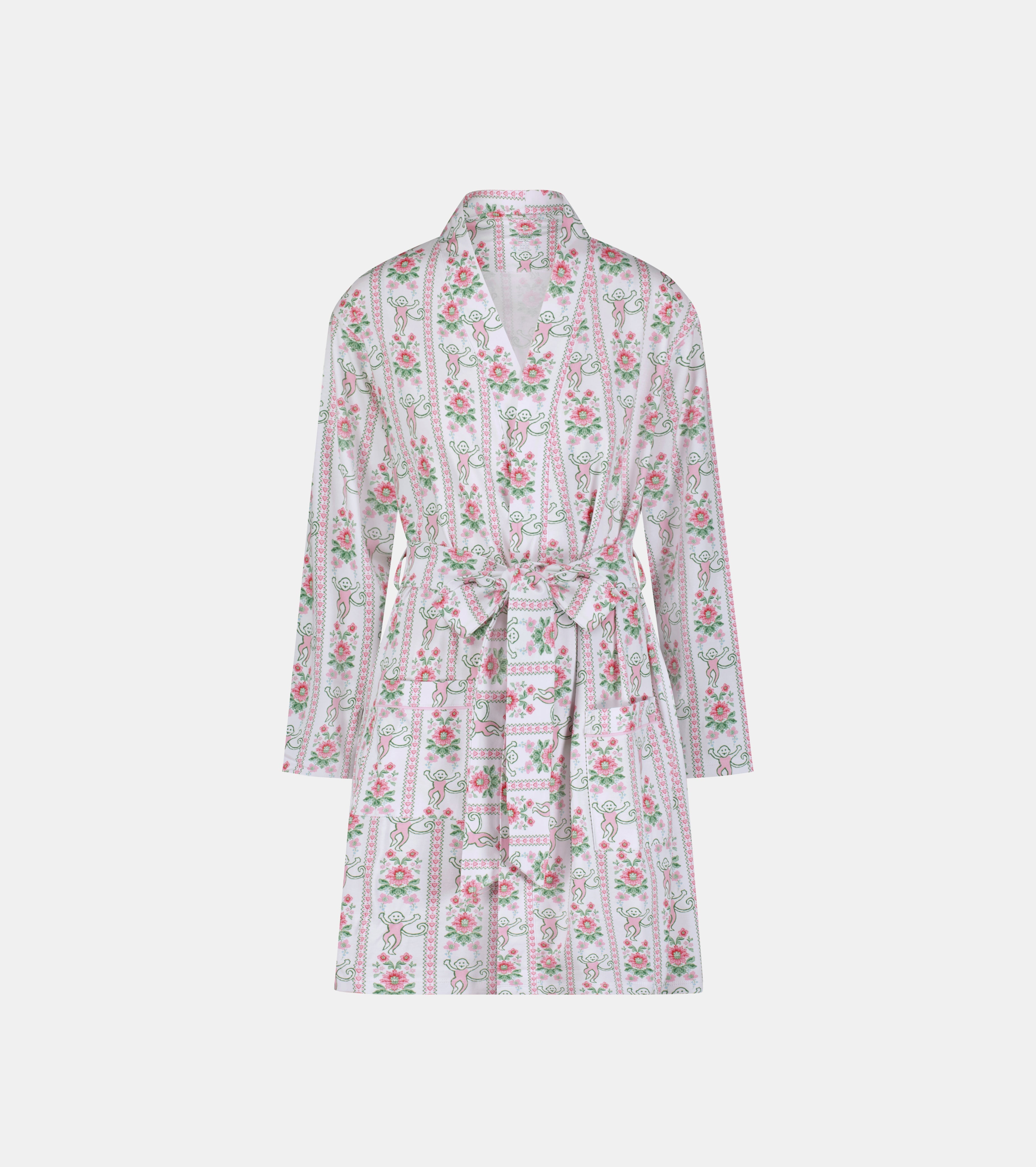 Roller Rabbit x Hill House Blake Robe - Pink Monkey Block Stripe